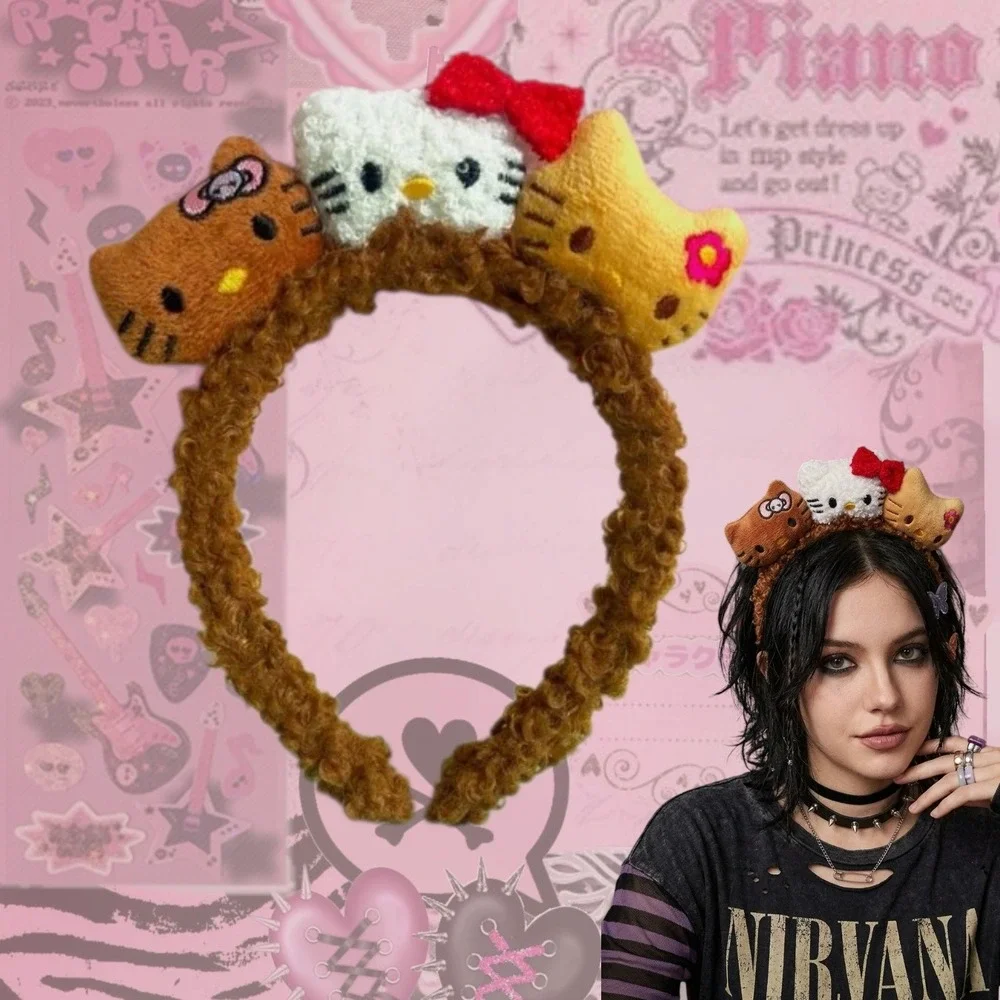 Y2K GRUNGE CUTE PLUSH FUZZY‎ HELLO KITTY HEAD BAND NWOT